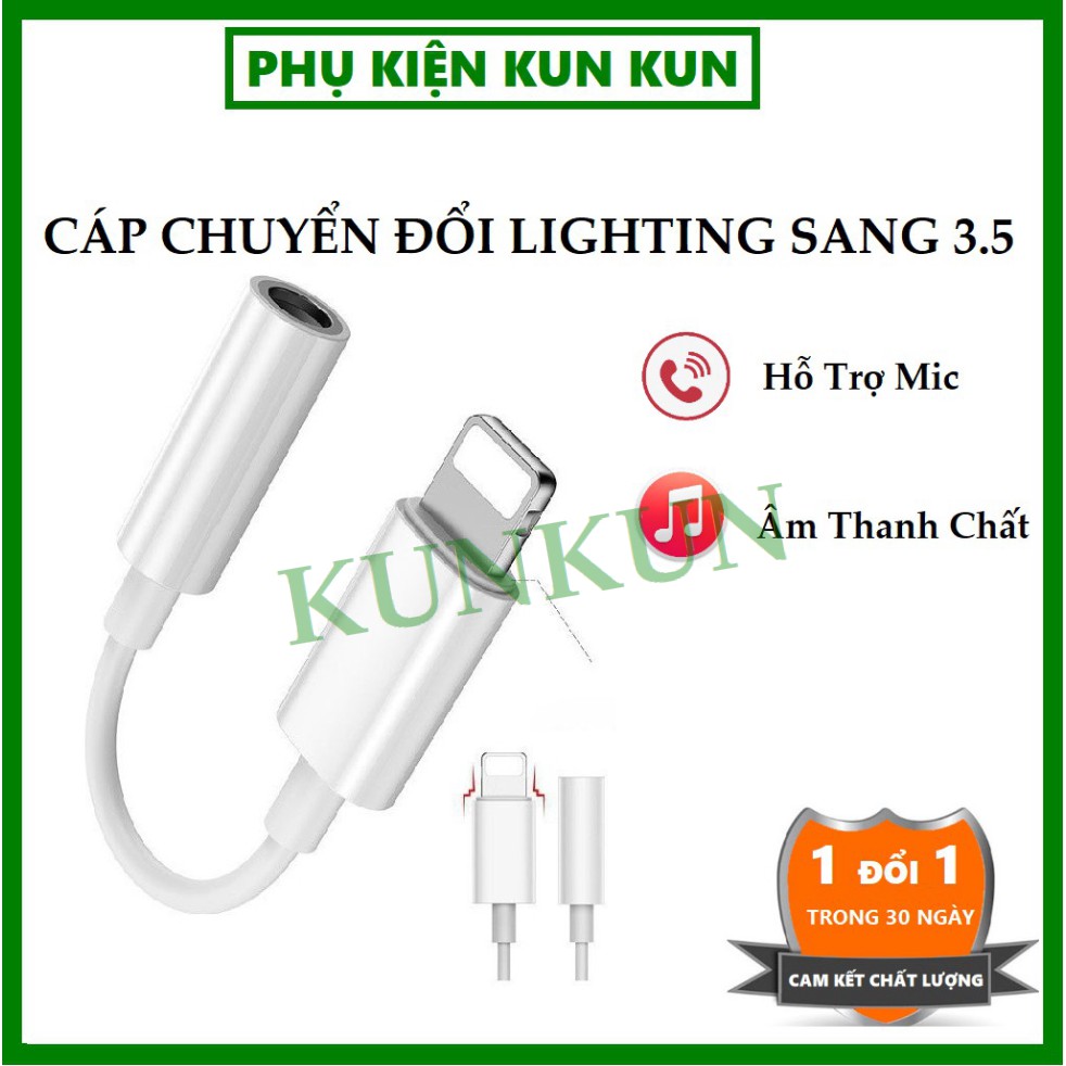 Cáp chuyển đổi cổng Lightning iPhone sang jack tai nghe 3.5 mm [PHỤ KIỆN KUNKUN]