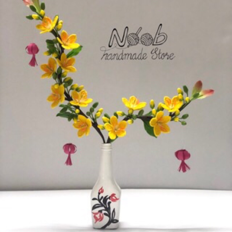 Set nguyên liệu làm hoa mai/ đào bằng  len sợi