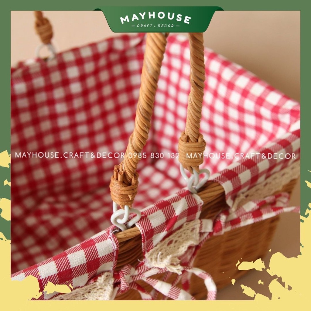 Giỏ Mây Picnic, kèm lót, Giá Rẻ T12, XƯỞNG MAYHOUSE, Đan Kỹ Bền, Giỏ Mây Phụ kiện Chụp ảnh Decor trang trí nhà | BigBuy360 - bigbuy360.vn