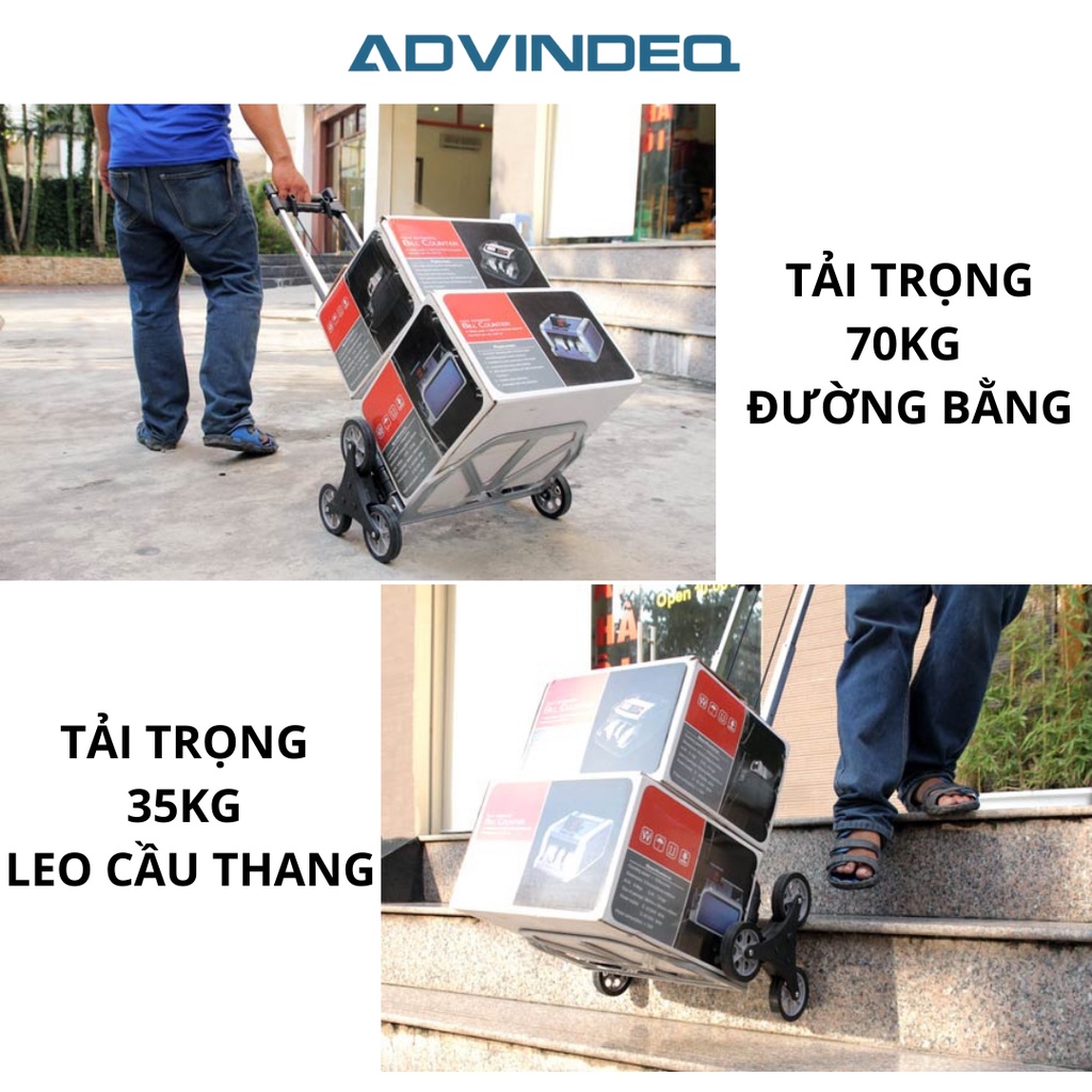 Xe đẩy hàng leo cầu thang gấp gọn ADVINDEQ TL-35/70, thiết kế 6 bánh linh hoạt, bảo hành 12 tháng toàn quốc