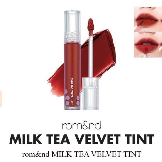 Son Kem Lì Romand Milk Tea Velvet Tint dòng mới, Son Kem Lì Romand Milk Tea màu 02 Chocolate Tea