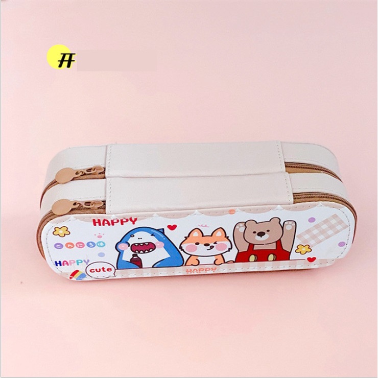Hộp đựng bút hai ngăn khóa kéo cực rộng rãi hoạt hình siêu dễ thương BAG U HB2