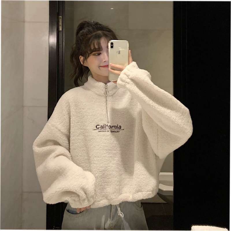 Áo lông cừu croptop dây rút cá tính ( sẵn 3 màu kèm ảnh thật )