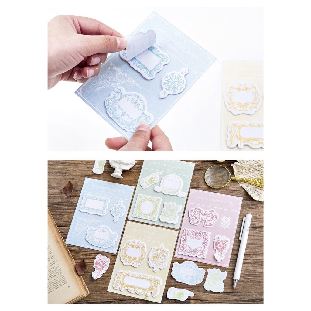 Set 60 Giấy Note Ghi Chú Hoạ tiết Khung viền hoa Vintage Trang Trí DIY, Bullet Journal Sáng tạo nghệ thuật ST472