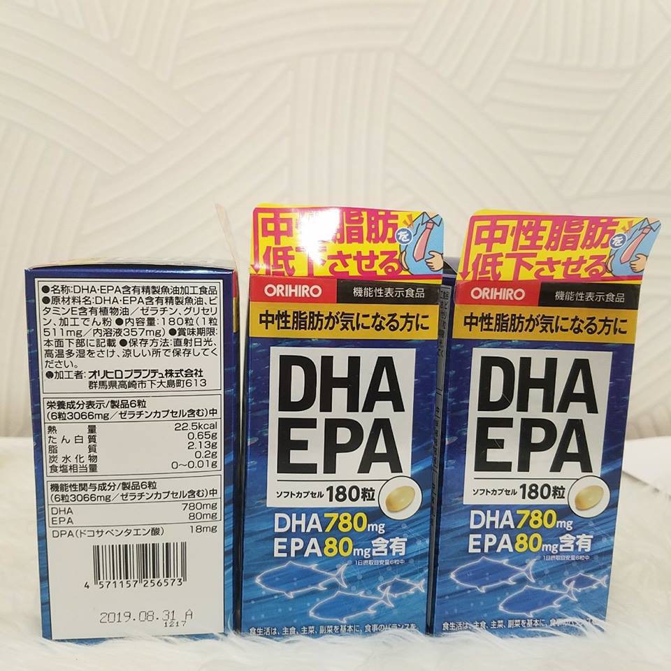 Viên bổ não DHA EPA Orihiro 180 viên – Giúp tăng cường trí nhớ, bổ sung dưỡng chất cho bà bầu, ổn định huyết áp