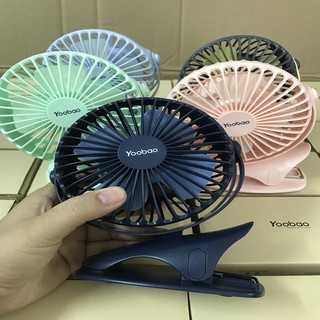 Quạt tích điện Yoobao 64MAH kẹp sạc mini cầm tay 4 cấp độ gió chạy liên tục 32 tiếng, xoay 720 độ.