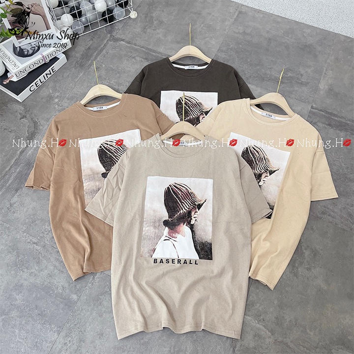 Áo phông nữ, áo thun cotton chất dày đẹp dáng thụng mặc giấu quần hình cô gái cá tính phom đẹp QCL1 Minxu shop mã AO95