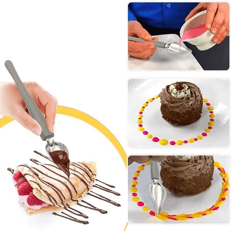 Culinary Drawing Decorating Spoon Set, 2 Pcs Saucier Drizzle Spoons