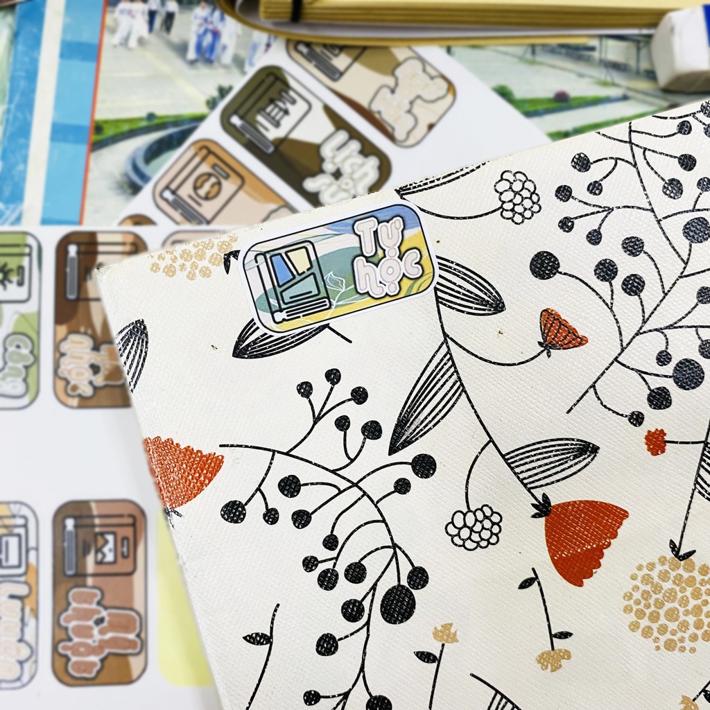 Bộ 15 sticker tem nhãn môn học màu pastel dán tiêu đề môn học, đánh dấu tập, vở, sách