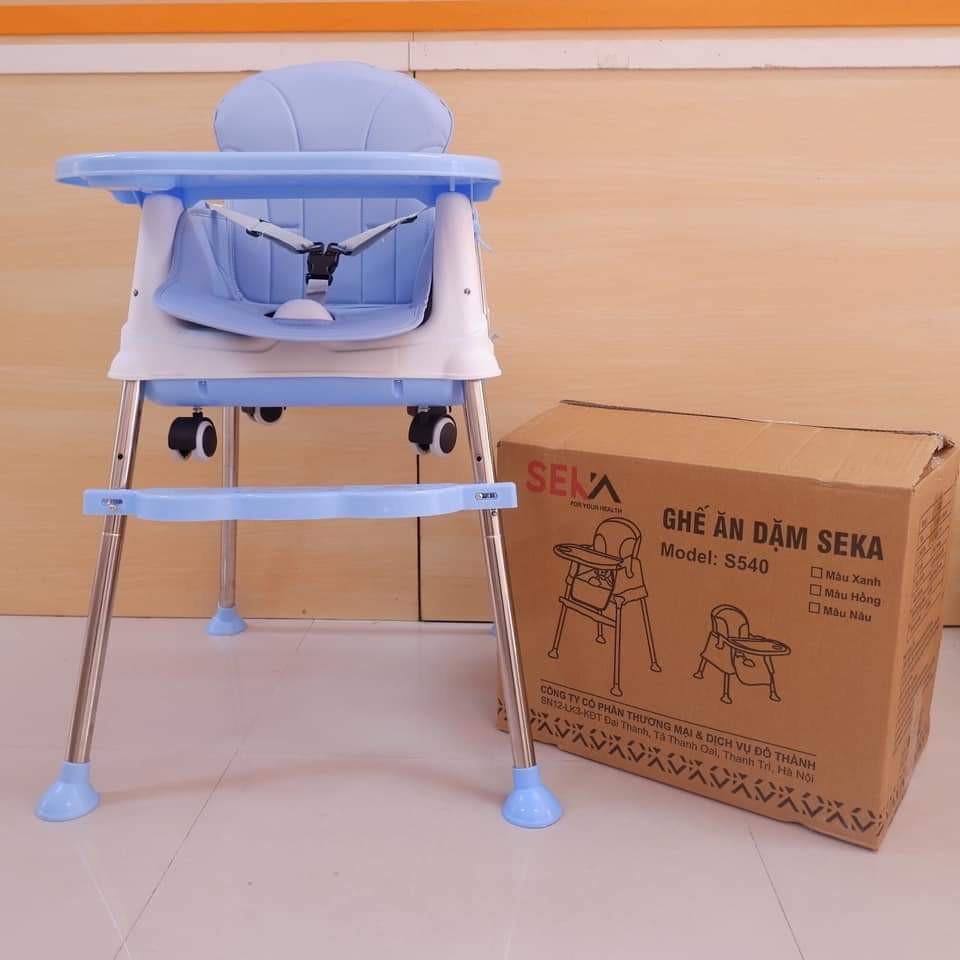 Ghế Ăn Dặm cho bé 3 chức năng Seka có đệm có địa. Có chân cao thấp