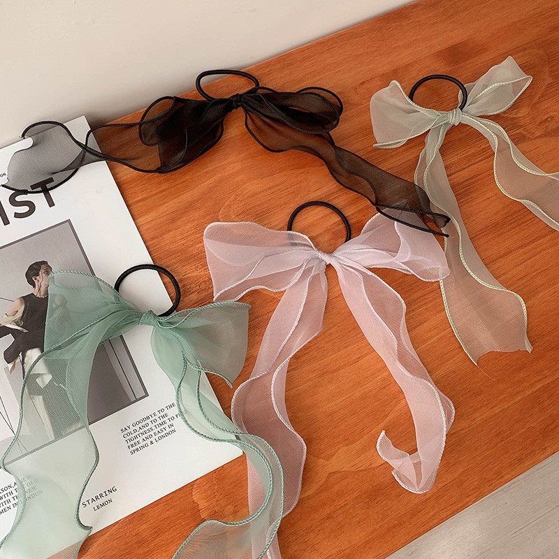 Dây buộc tóc thắt nơ vải organza mềm mại Hair Scrunchies