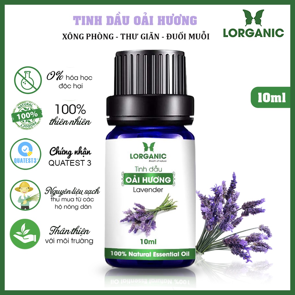 Tinh dầu oải hương nguyên chất Lorganic Lavender 100% Natural Essential Oil 10ml, 50ml