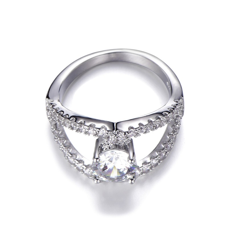 Aifei Jewellery Women Ring Mosaic Diamond 925 Sterling Silver R536