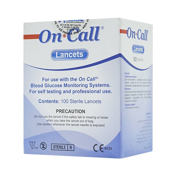 Hộp 100 kim chích máu thử đường huyết, tiểu đường On Call Acon Biotech Mỹ chính hãng, an toàn