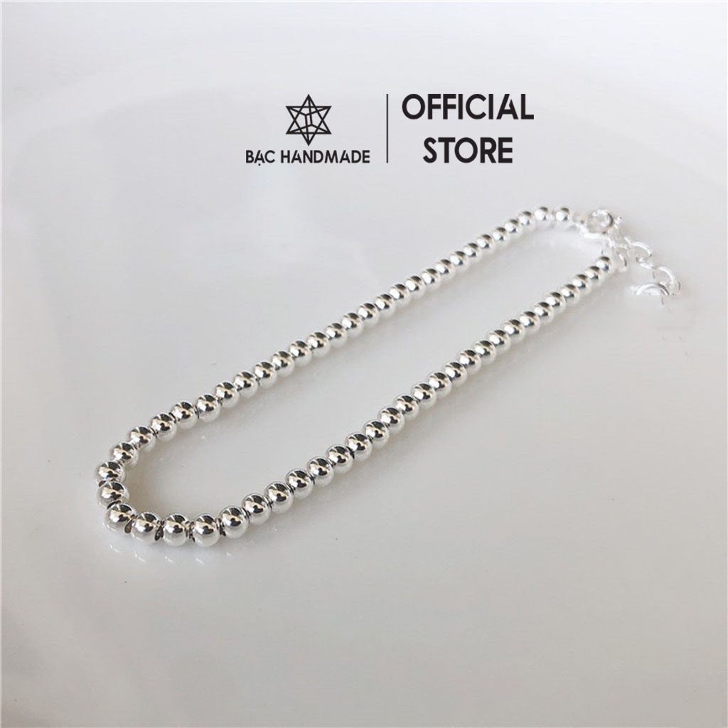 Lắc tay Bạc Handmade.Vòng tay hạt bi trơn bạc nguyên chất-Bạc Handmade