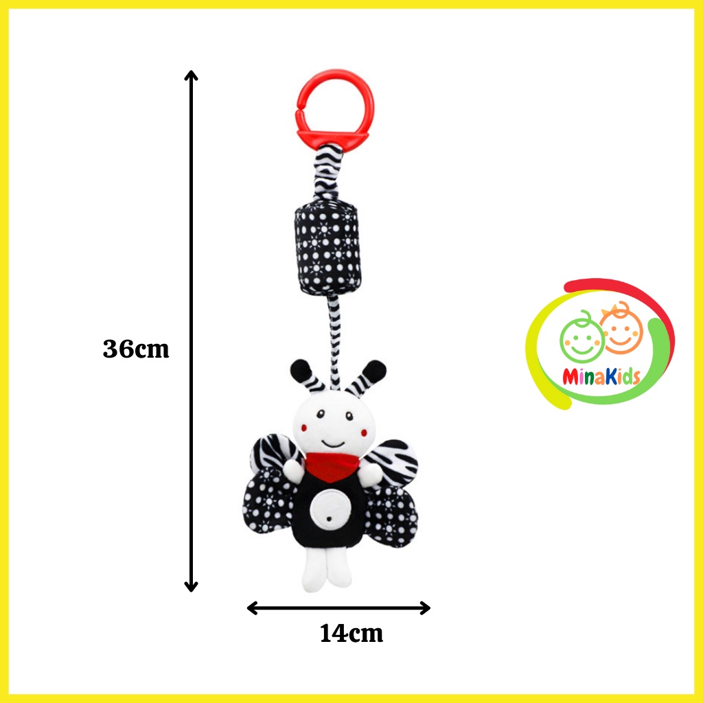 Thú Bông Treo Xe Đẩy Đồ Chơi Treo Nôi Cho Bé Kích Thích Thị Giác Đen Trắng Treo Kệ Chữ A TN43