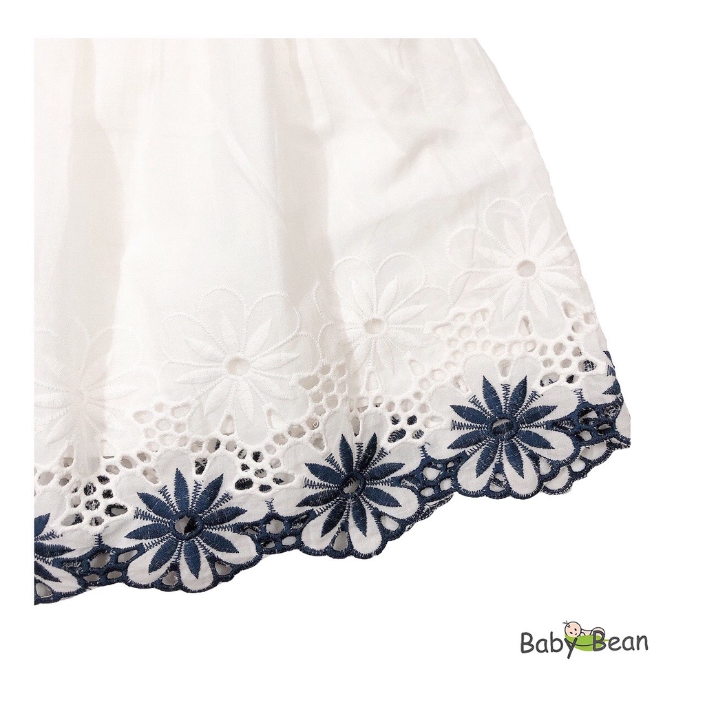 Đầm Cotton Giấy Tay Cánh Tiên thêu Bông Chân Bé Gái BabyBean (10kg-40kg)