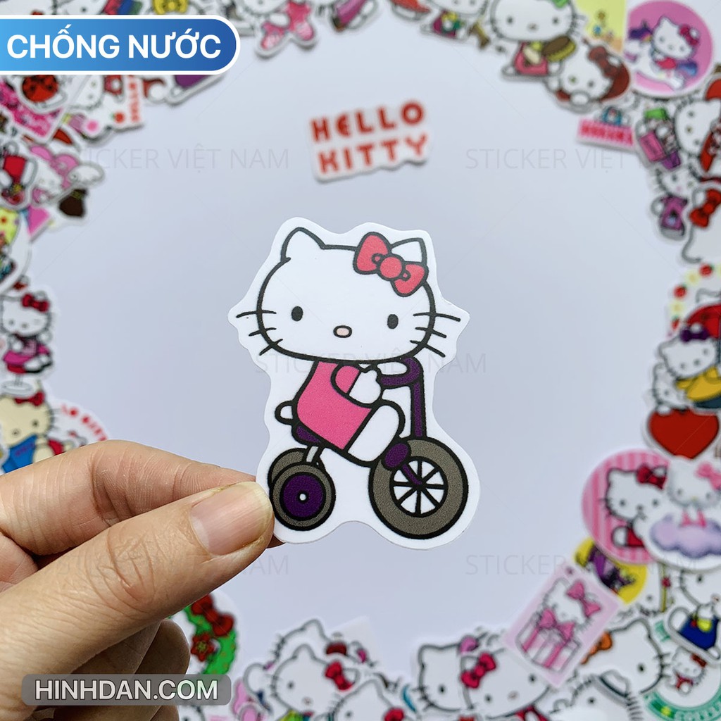 Sticker HELLO KITTY dễ thương chống nước dán nón bảo hiểm, tủ, đàn guitar, laptop, máy tính, xe | BigBuy360 - bigbuy360.vn