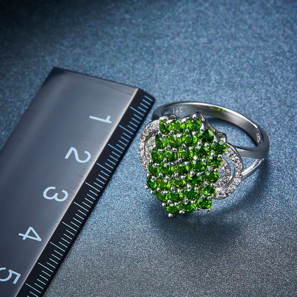 Nhẫn Bạc S925 Đính Đá Quý Xanh Tự Nhiên Sang Trọng