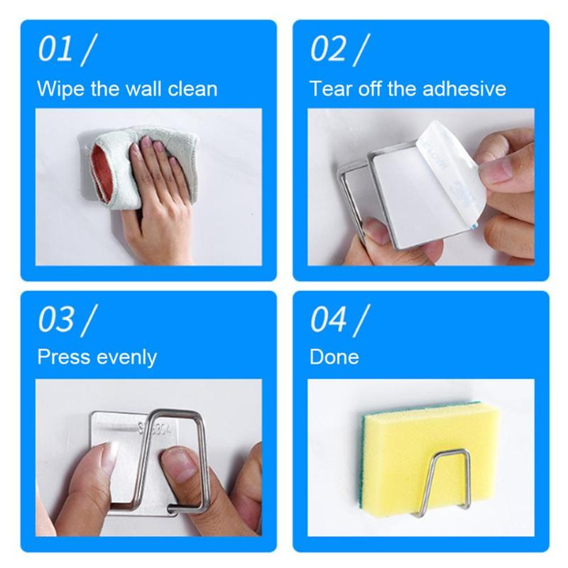 Giá đỡ miếng xốp gắn bồn rửa chén dạng tự dính đa năng tiện lợi
