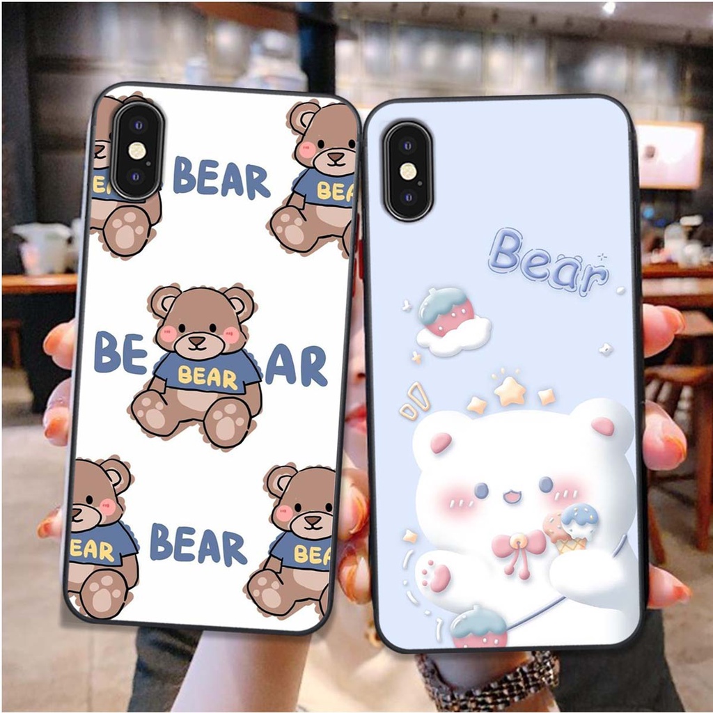 ốp lưng điện thoại Iphone X / Xs / Xs max bộ hình gấu nâu chibi vô cùng đán yêu