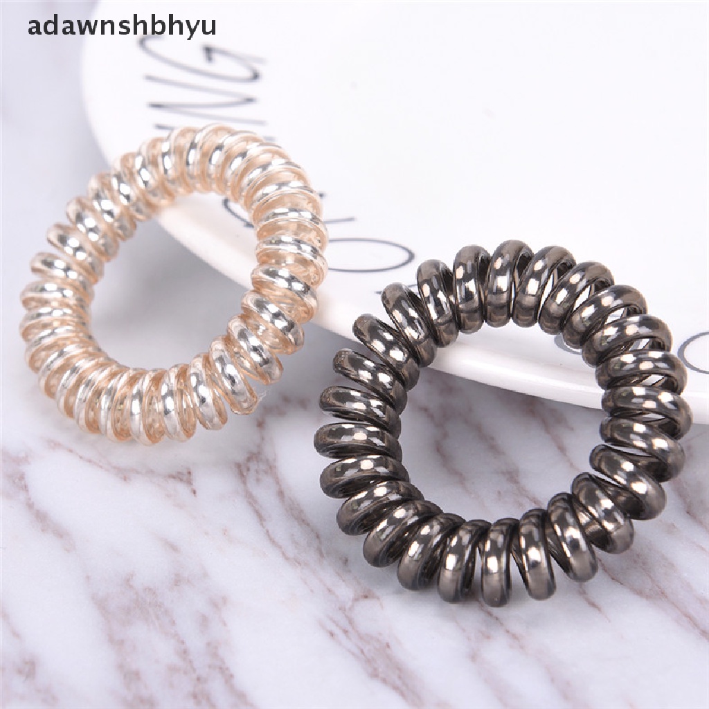 [adawnshbhyu] 1PC/5PCS Rubber Telephone Wire Hair Ties Spiral Hair Head Elastic Bands  .