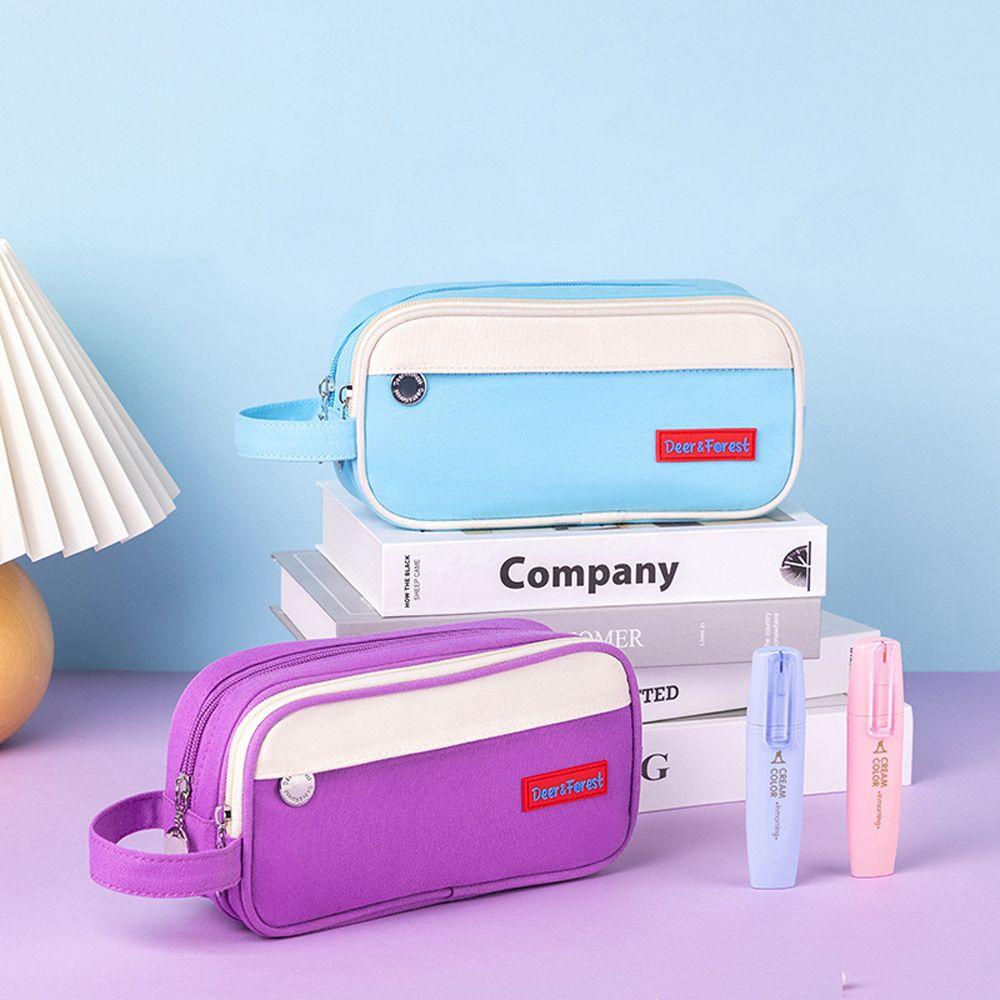 Túi Đựng Bút Bằng Vải Canvas Màu Macaron Đa Năng Thời Trang