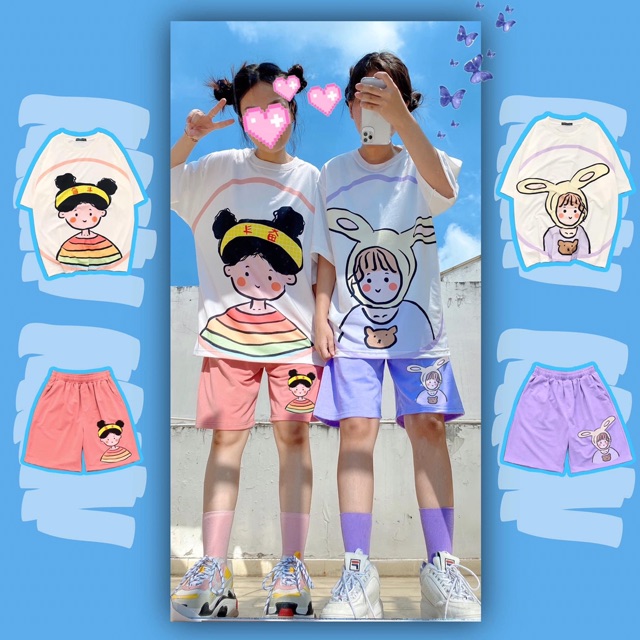 [18 mẫu] Set hoạt Hình Xinh Xắn/Short in+Overtee 3D