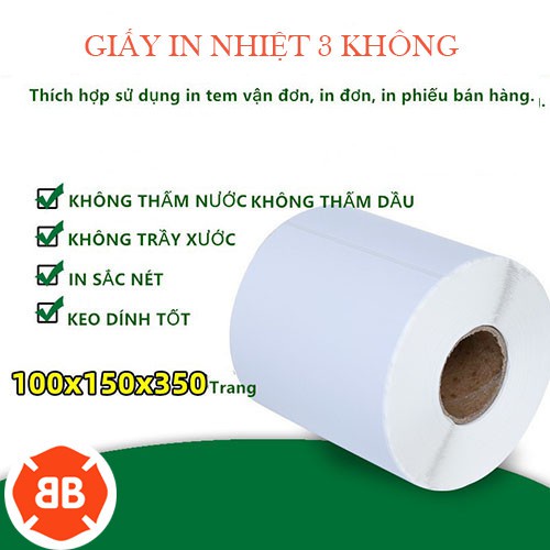 [Hỏa Tốc] Giấy In Nhiệt Decal A6 / 100x150mm - Tệp 350 Tem, In Bill Shopee TMĐT, Cuộn A6 Có Sẵn Lớp Keo Tự Dính