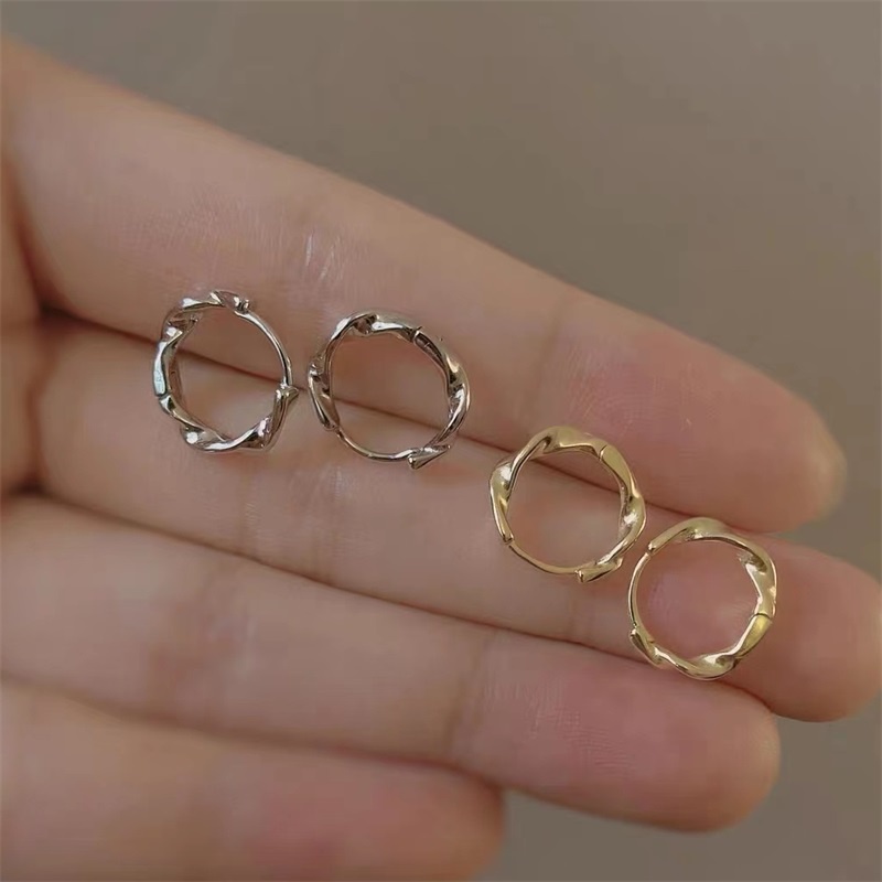 Bông Tai Kim Bạc 925 Kiểu Hình Học Phong Cách Hàn Quốc Đơn Giản Thời Trang