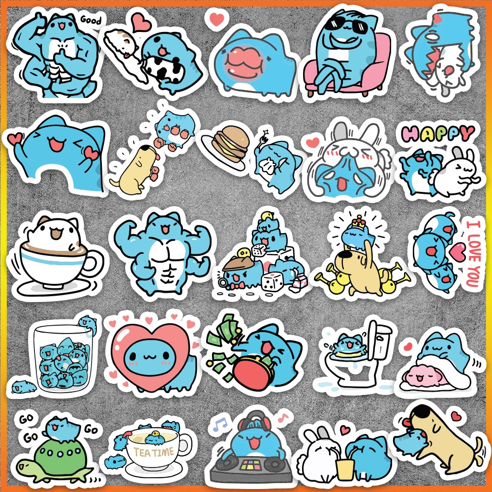 Set 50 cái Sticker Capoo chống nước, hình dán Bugcat Capoo cute dán vali, điện thoại, laptop