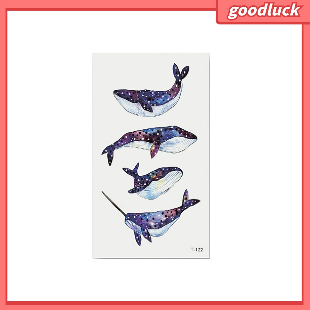 1 Tấm Hình Xăm Dán Tạm Thời Hình Hoa Mận / Cá Voi / Bóng Đèn Chống Thấm Nước