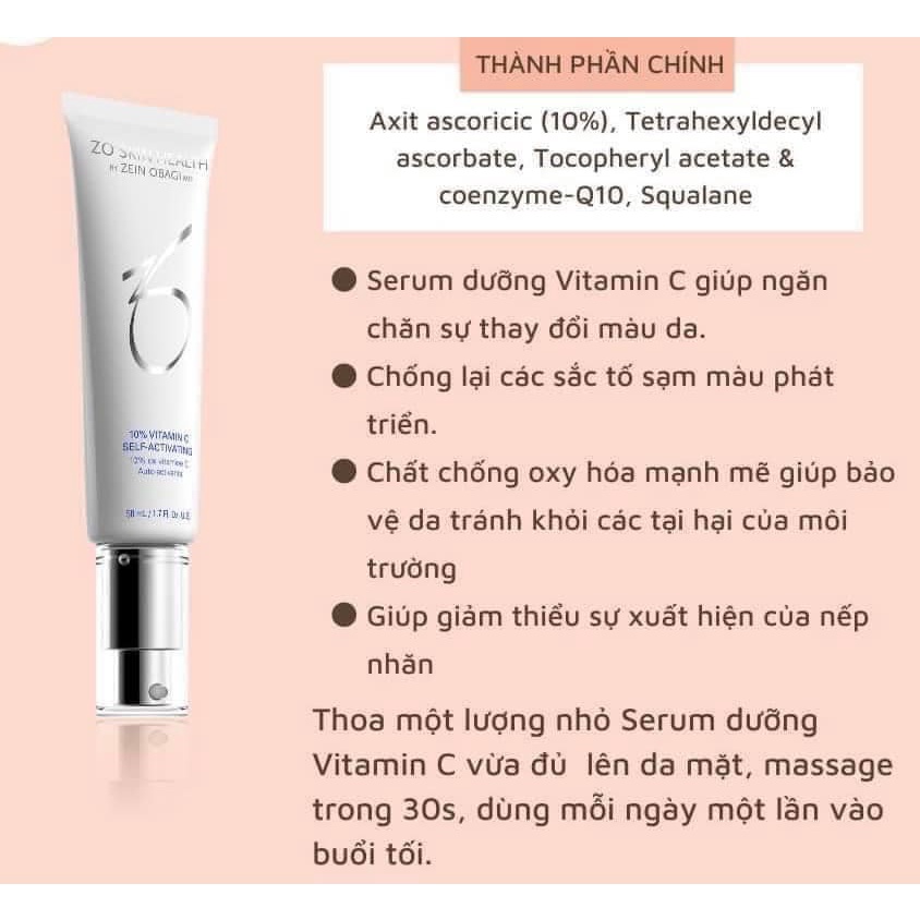 Serum Dưỡng Trắng Da ZO 10% Vitamin C Self-Activating