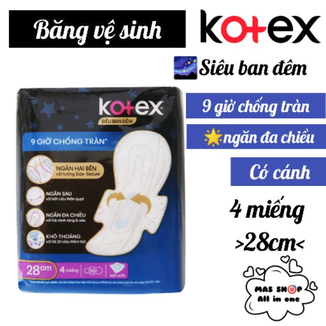 Băng vệ sinh KOTEX siêu ban đêm (4 miếng x 28cm)