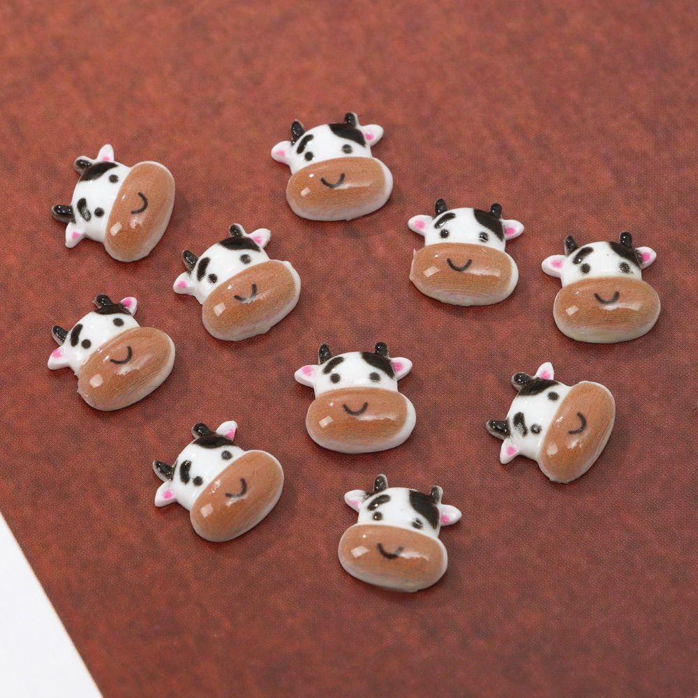 Set 10 / 10 Phụ Kiện Trang Trí Móng Tay Họa Tiết Bò Hoạt Hình Dễ Thương