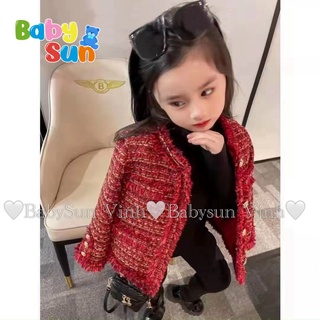Áo dạ tweed đỏ dành cho bé gái
