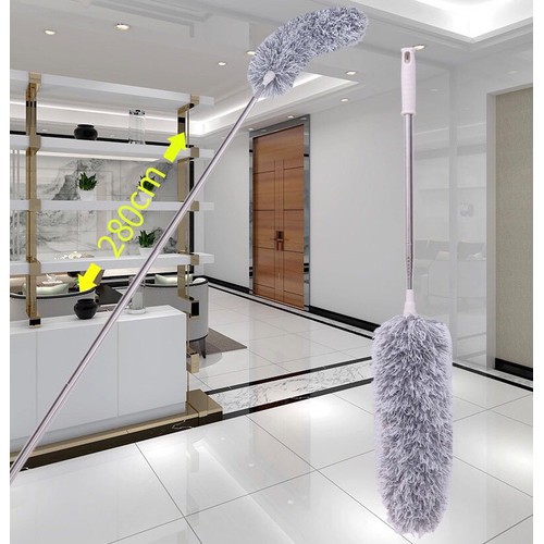 Chổi Quét Trần Bằng Sợi Vải Siêu Nhỏ Inox Cán Dài Cao Cấp Đầu Chổi Linh Hoạt