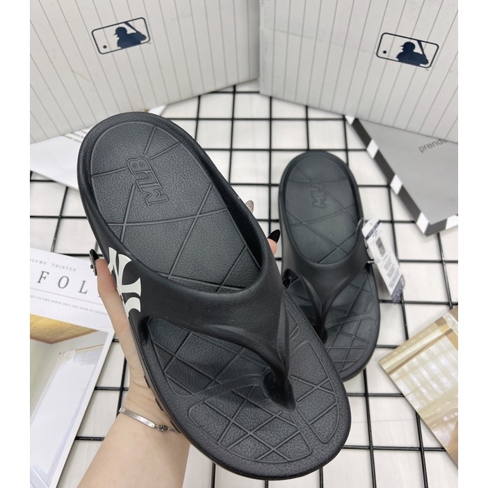 [CHÍNH HÃNG] DÉP MLB KOREA CHUNKY SLIDER FLIP-FLOP NEW YORK YANKEES BLACK  - DÉP XỎ NGÓN CAO SU - FULLBOX CÓ HIDDEN TAG