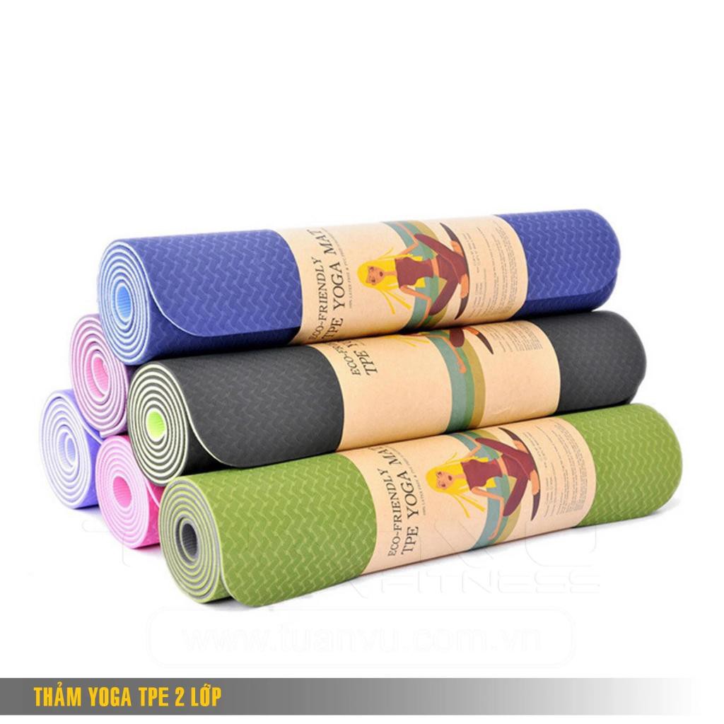 Thảm tập Yoga TPE 2 lớp 6mm hàng cao cấp độ đàn hồi cao