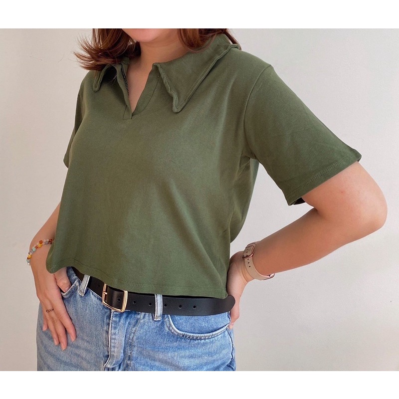 ÁO CROP CỔ POLO - CR028
