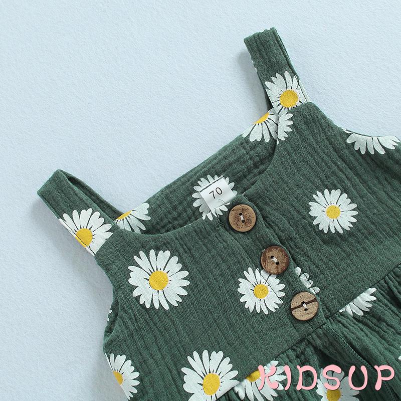 Set áo hai dây in hoa cúc + quần dài ống loe thời trang cho bé gái