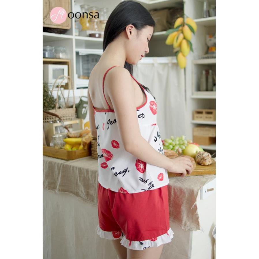 [Mã WARN30 hoàn 15% xu đơn 150k] Bộ đồ ngủ 2 dây dễ thương Bờ Môi Dịu Ngọt | BigBuy360 - bigbuy360.vn