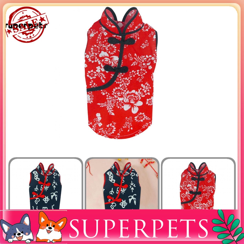 Bộ sườn xám hình chú chó thời trang mùa xuân có thể giặt được