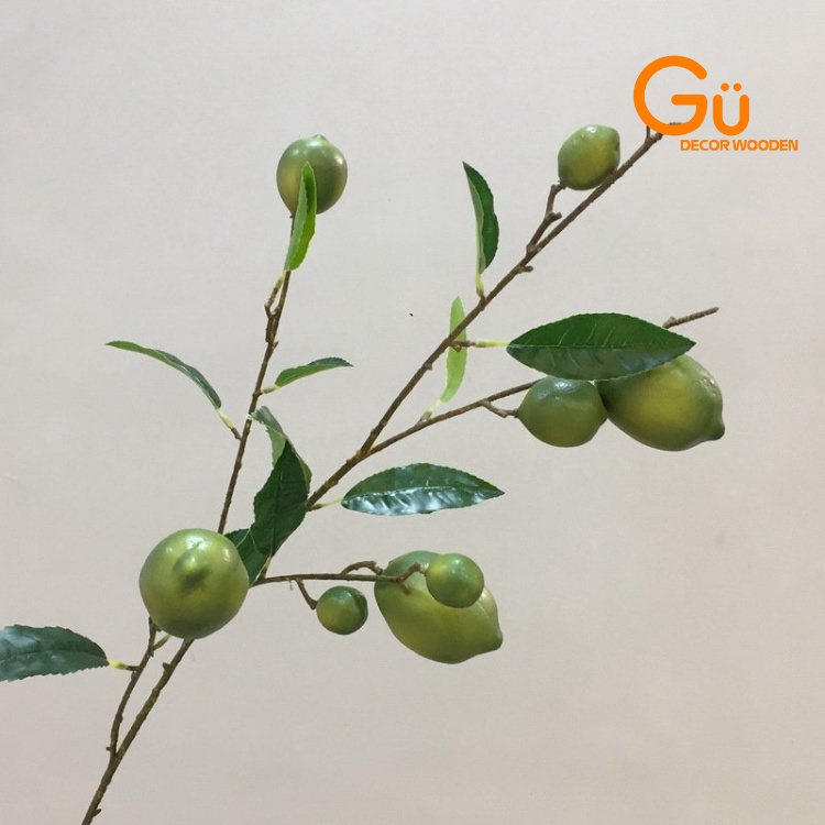 Cây quả chanh, cây chanh giả trang trí cành cao 100cm giống thật - Gu Decor Wooden