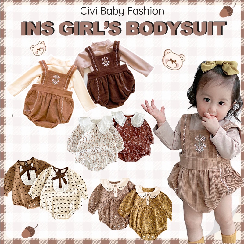 Bộ Áo Liền Quần Tay Dài Phối Ren Thời Trang Mùa Thu Xinh Xắn Cho Bé Gái 0729