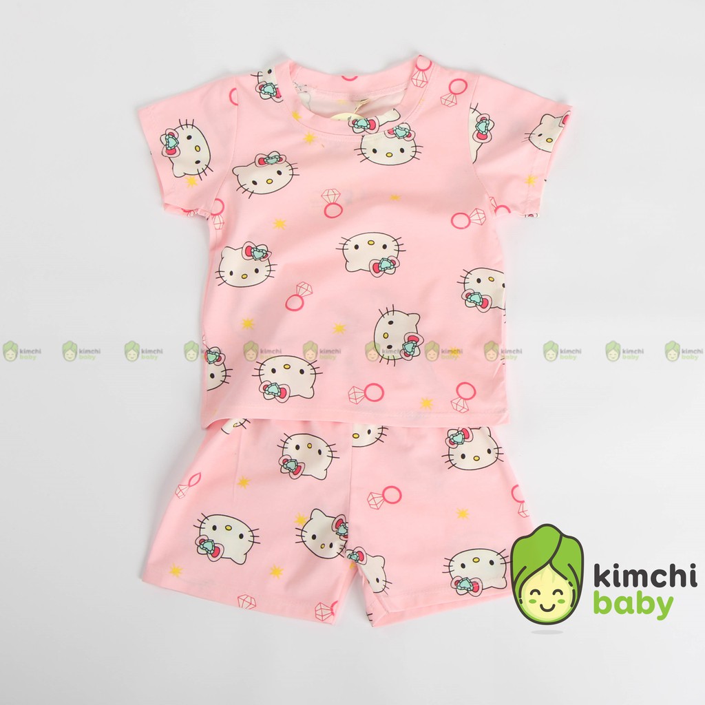 Đồ Bộ Bé Gái Vải Cotton Co Giãn 4 Chiều Họa Tiết Dễ Thương, Bộ Cộc Tay Cho Bé Mặc Nhà Mùa Hè BBG2101