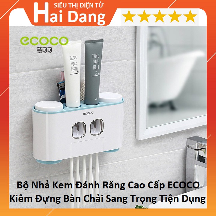 Nhả Kem Đánh Răng ECOCO, Đựng Bàn Chải, Sang trọng Tiện dụng Kèm 4 Cốc