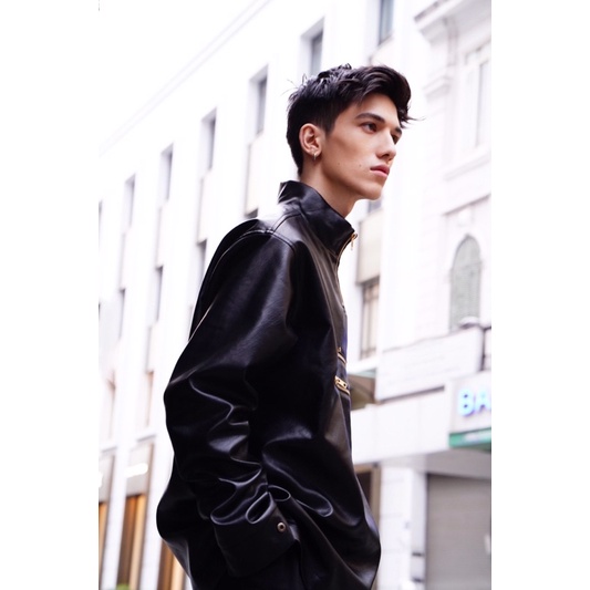 Áo khoác da chui đầu kéo khoá WAGG