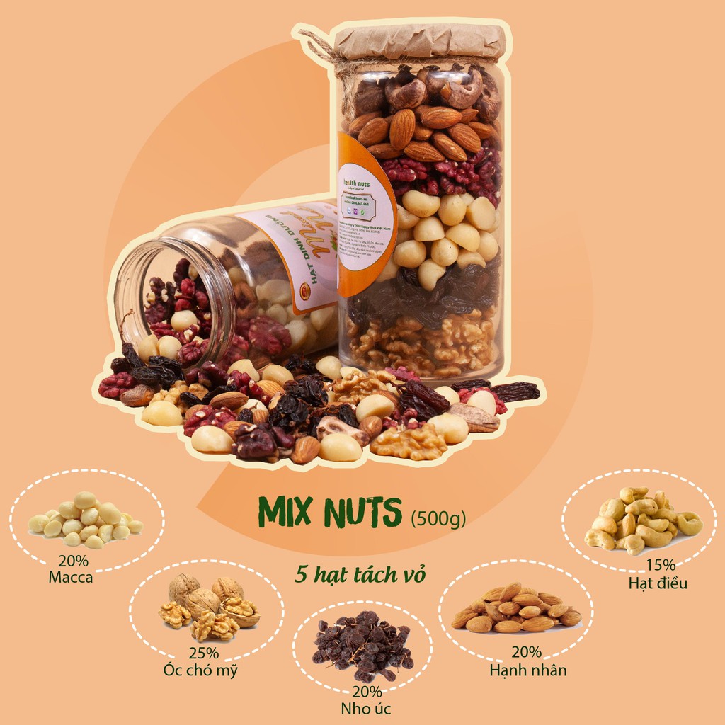 Mix Nuts 6 hạt tách vỏ (Nướng chín giòn ngon) | BigBuy360 - bigbuy360.vn