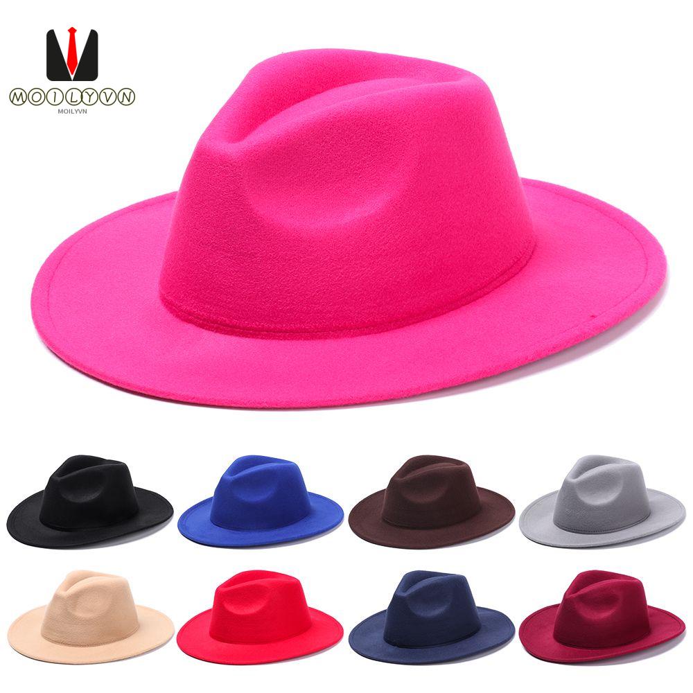 MOILY Vintage Stage Performance Wide Brim Dress Dance Party Woolen Fedora Hat